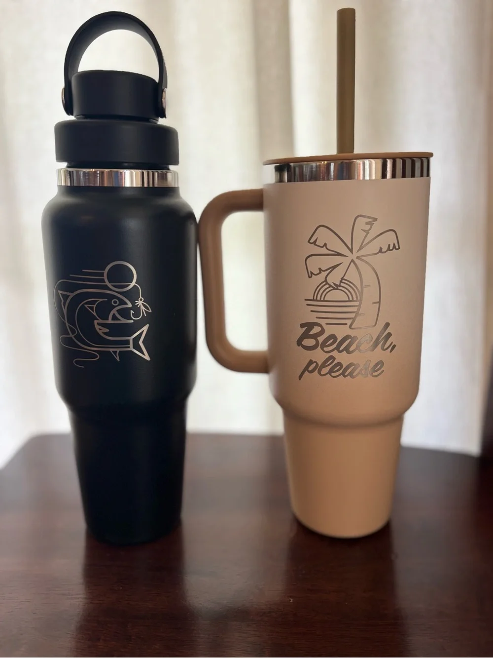 Hydro Flask *BUNDLE* Black 32oz Bottle & Tan 40oz Tumbler